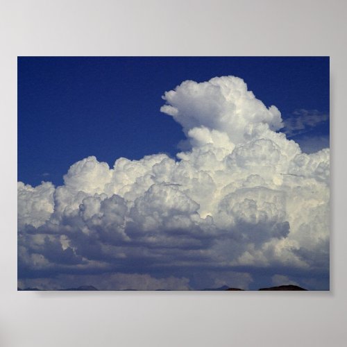 PUFFY WHITE CLOUDS BLUE SKY PHOTOGRAPHY SCENIC BEA POSTER