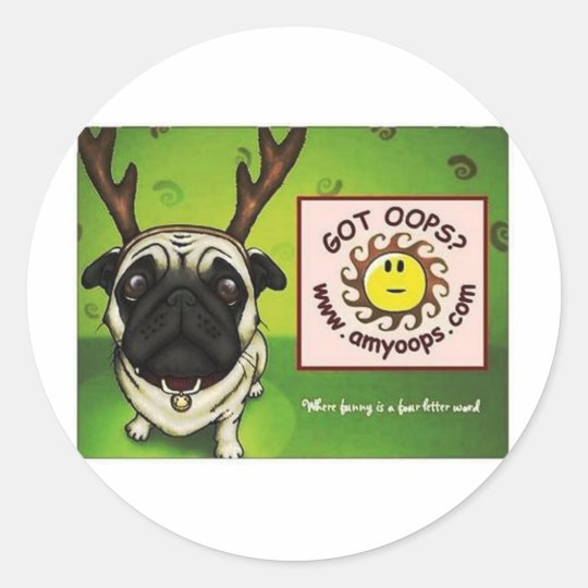 pug2 classic round sticker