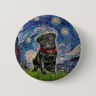 Pug 13 (black) - Starry Night Button