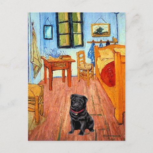 Pug 17 black _ The Room Postcard