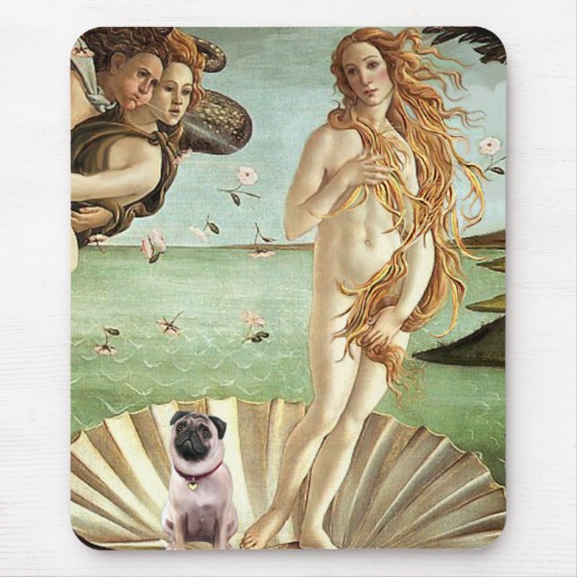 Pug 1 - Birth of Venus Mouse Pad (Front)