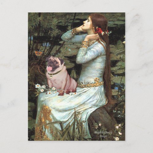 Pug 2 fawn _ Ophelia Seated Postcard