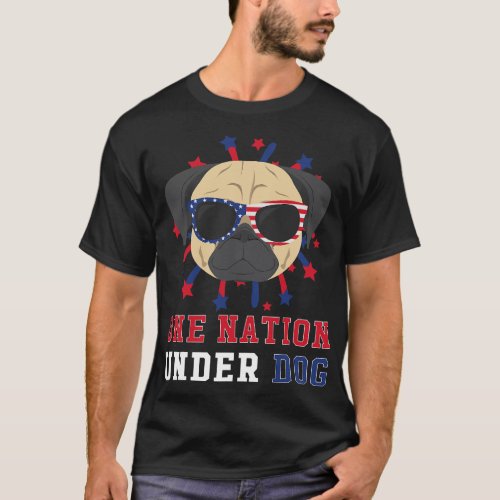 Pug 2One Nation Under Dog 4th Of July T_Shirt
