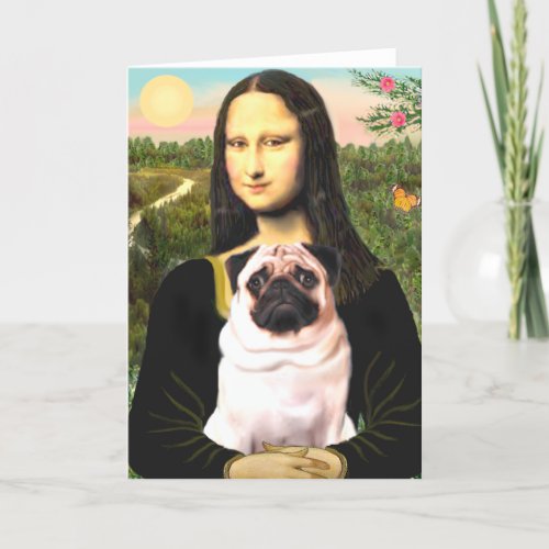 Pug 3 fawn _ Mona Lisa Card