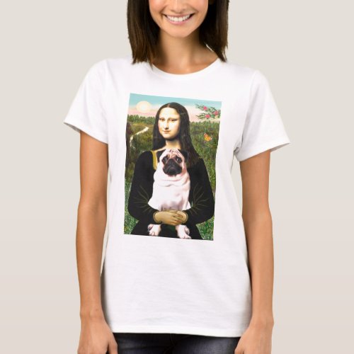 Pug 3 fawn _ Mona Lisa T_Shirt