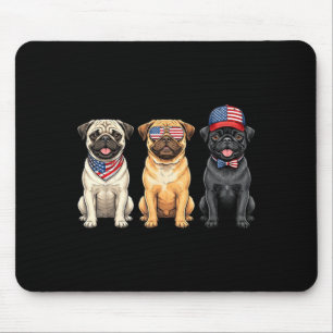 Pug 4th Of July Us Aamerican Flag Dog Patriotic Mouse Pad