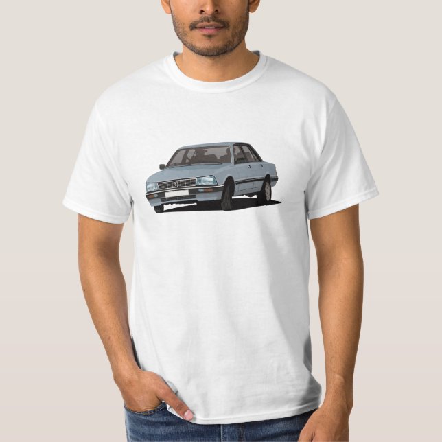 Pug 505 Turbo - GTi - V6 - blue-gray T-Shirt (Front)