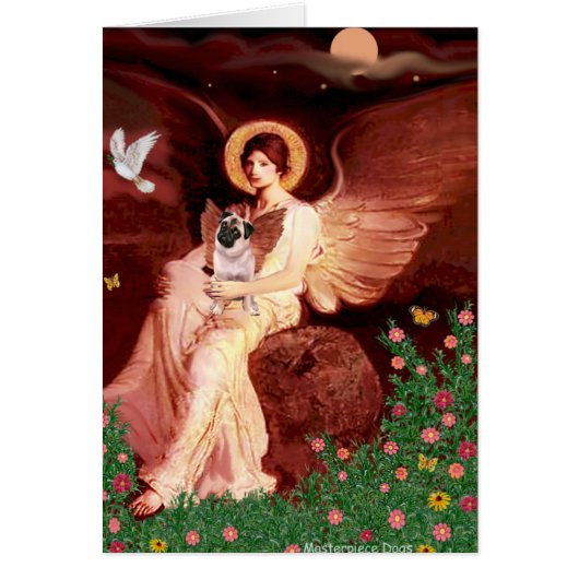 Pug 5 (fawn) - Seated Angel Cards (Front)