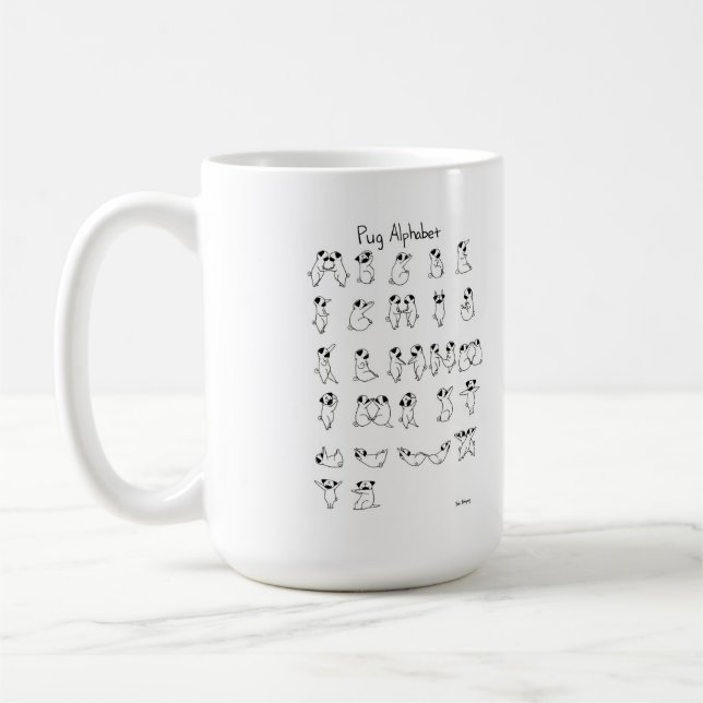 Pug Alphabet A-Z Coffee Mug (Left)