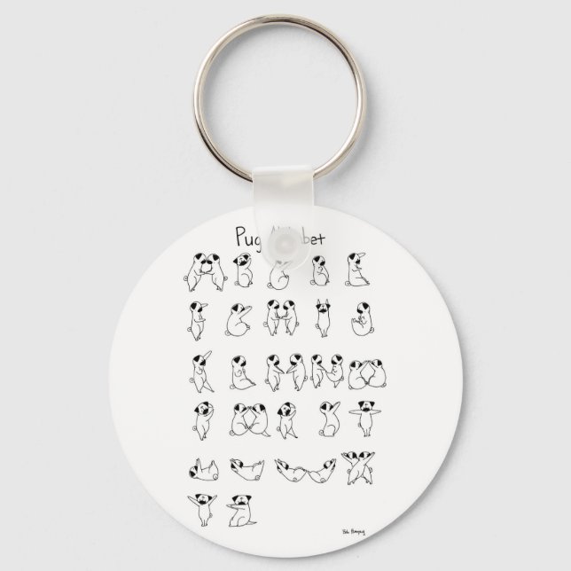 Pug Alphabet A-Z Keychain (Front)