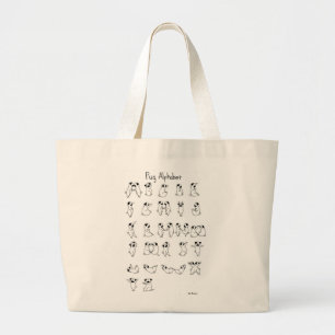 Pug Alphabet A-Z Large Tote Bag