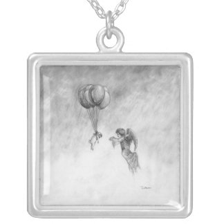 Pug and Angel Silver Plated Necklace