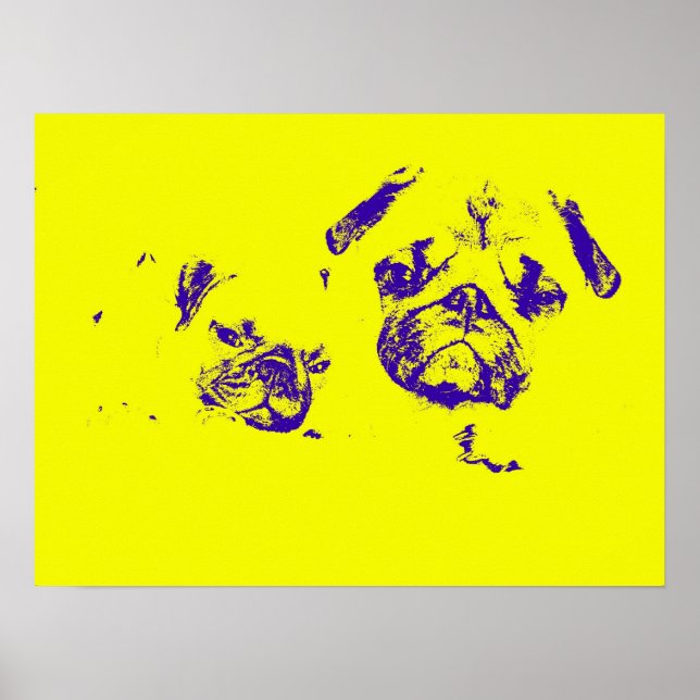 Pug and Baby Poster- Yellow Poster (Front)