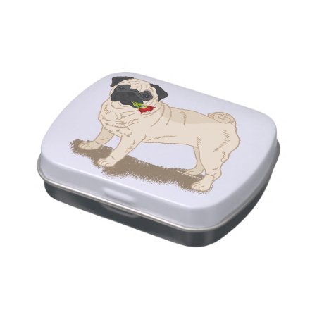 Pug And Roses Jelly Belly Candy Tin