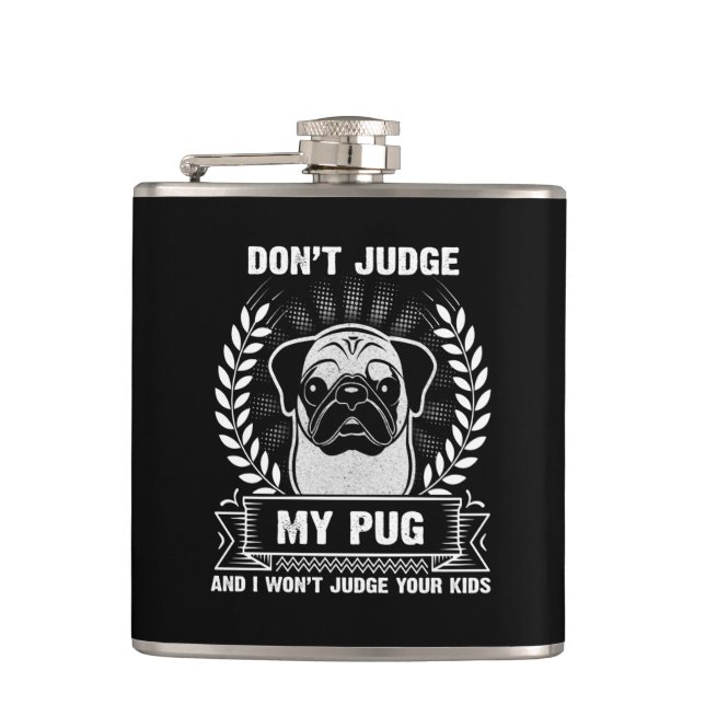 Pug Animal Hip Flask (Front)