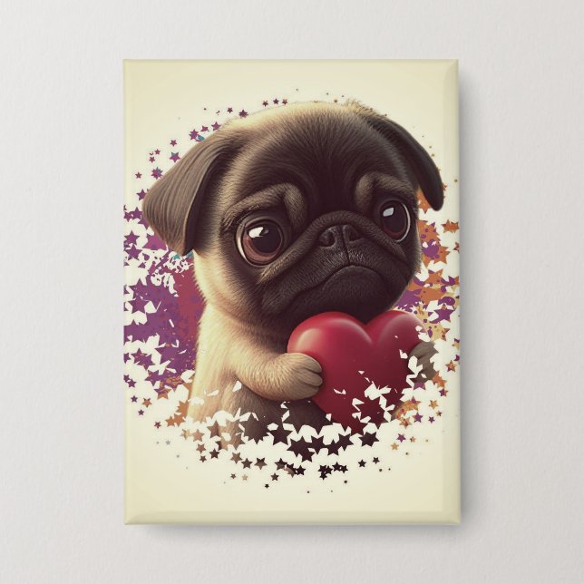 Pug, Animal,nature  Button (Front)