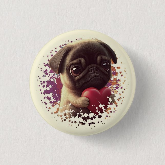 Pug, Animal,nature  Button (Front)