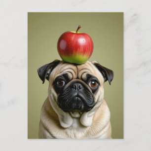 Pug Apple Holiday Postcard