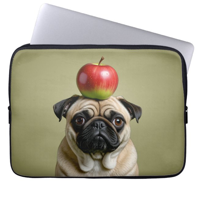Pug Apple Laptop Sleeve (Front)