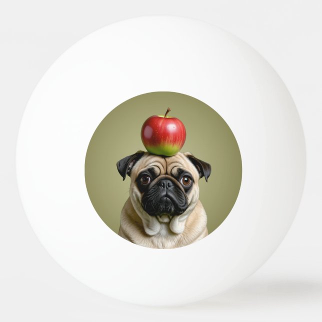 Pug Apple Ping Pong Ball (Front)