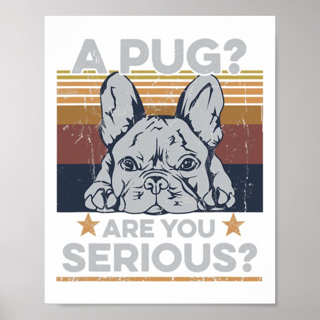 Pug Are You Serious Quote For A Frenchie Owner  Poster (Front)