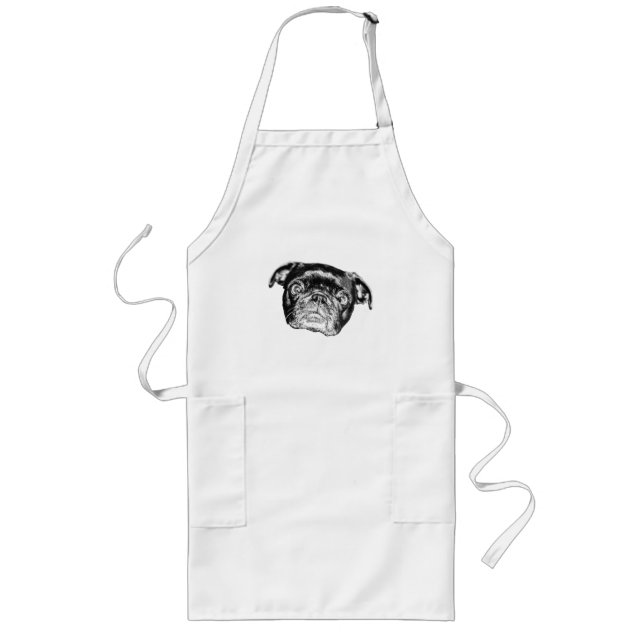 Pug Art Kitchen Mood Long Apron (Front)