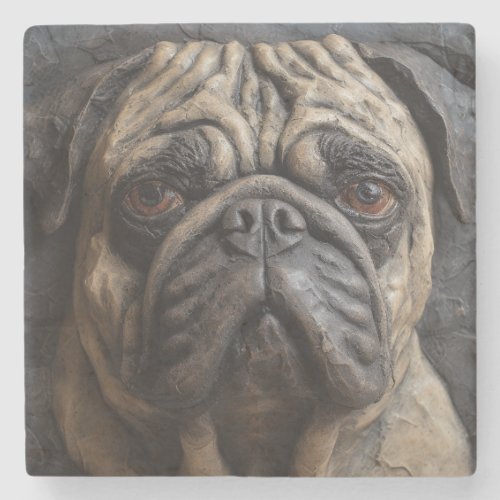 Pug Art Stone Coaster