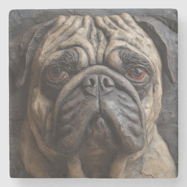 Pug Art Stone Coaster (Front)