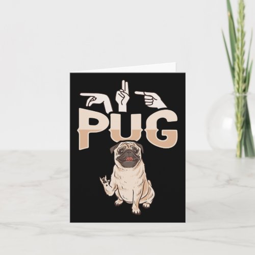 Pug Asl Hand Gesture Deaf Hearing Loss Awareness  Card