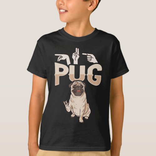 Pug Asl Hand Gesture Deaf Hearing Loss Awareness  T_Shirt