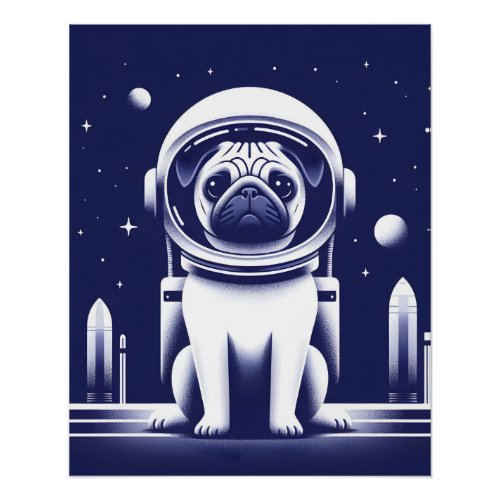 Pug astronaut poster