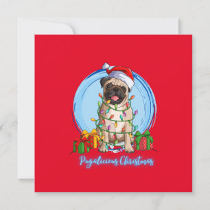Pug at Christmas Holiday Card