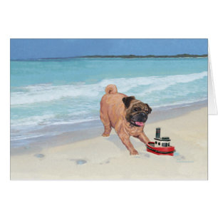 Pug at the Beach Cards