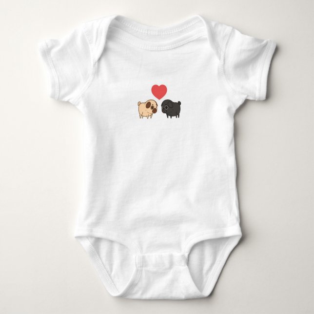 Pug baby one piece bodysuit (Front)