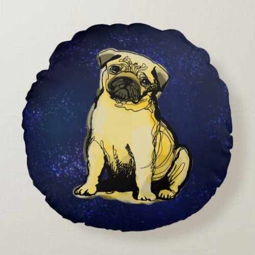 Pug baby  Round Pillow