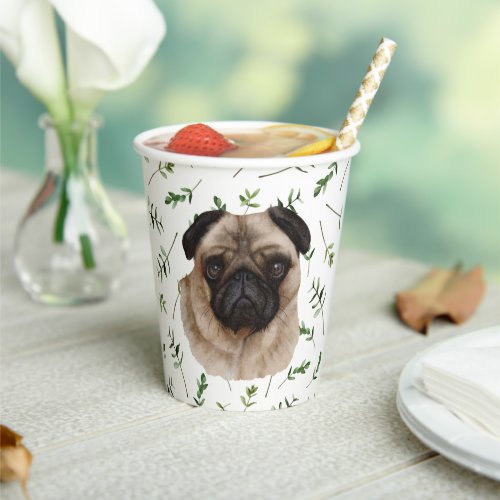 Pug Baby Shower Watercolor Theme Paper Cups