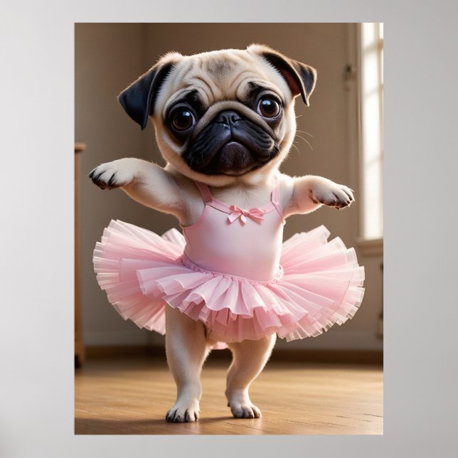 Pug Ballerina Poster (Front)