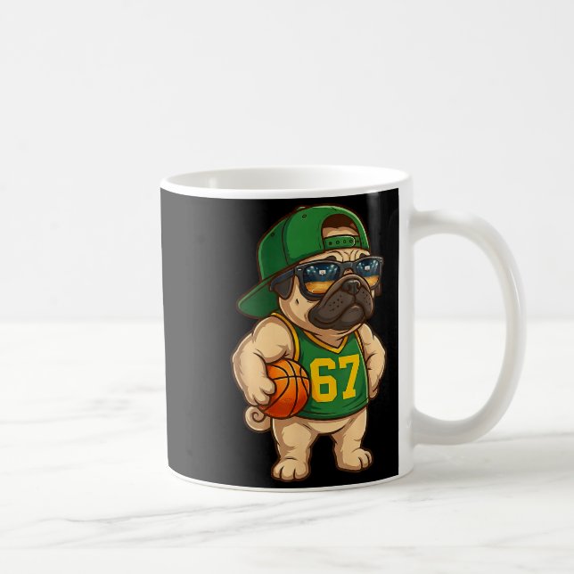Pug Basketball Dog 67 Gen Alpha Slang Srts Men Boy Coffee Mug (Right)