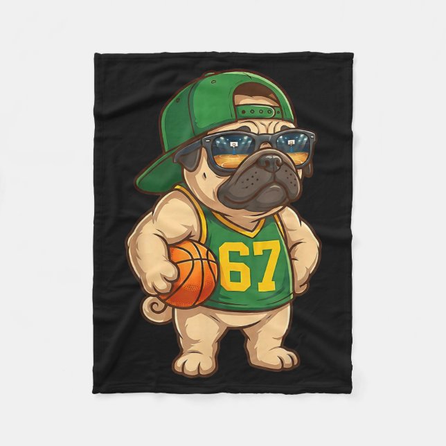 Pug Basketball Dog 67 Gen Alpha Slang Srts Men Boy Fleece Blanket (Front)