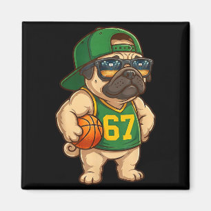 Pug Basketball Dog 67 Gen Alpha Slang Srts Men Boy Magnet