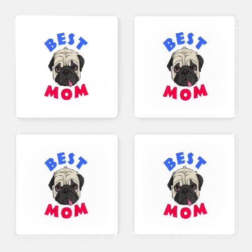 Pug Best Mom Mothers Day Mom Gift Coaster Set