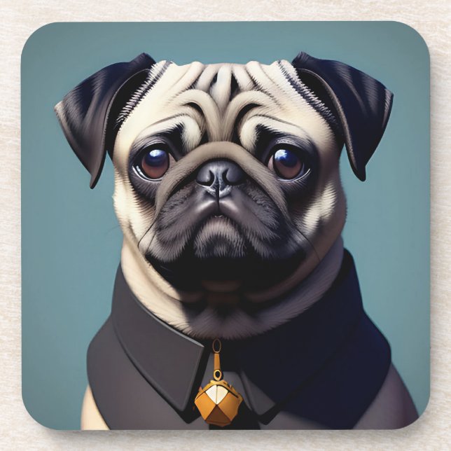 Pug Beverage Coaster (Front)