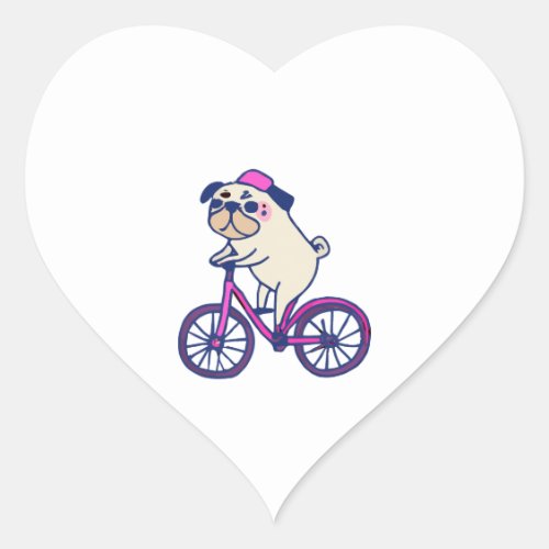 Pug Bicycle Dog Lover Puppy Heart Sticker