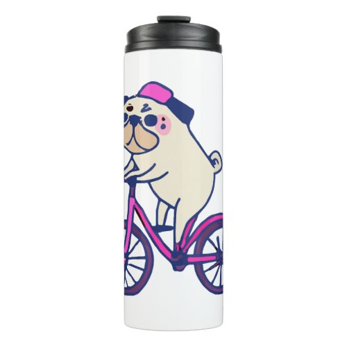 Pug Bicycle Dog Lover Puppy Thermal Tumbler