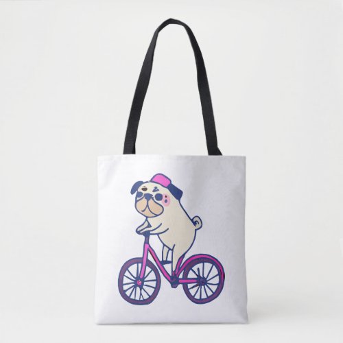 Pug Bicycle Dog Lover Puppy Tote Bag