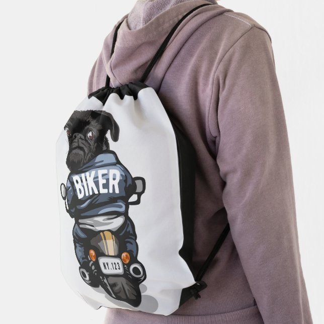 Pug Biker Drawstring Bag (Insitu)