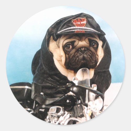 Pug Biker Stickers