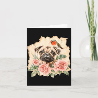 Pug bird cute dog funny pug card