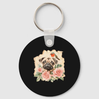 Pug bird cute dog funny pug keychain