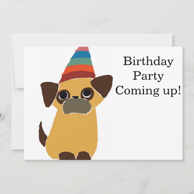 Pug Birthday Card Invite (Front)
